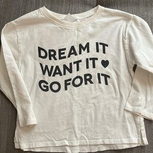 Zara- White Motivational Long Sleeve Shirt